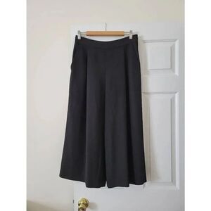 Diane von Furstenberg Black Wide- leg Crop Trousers Sz 8